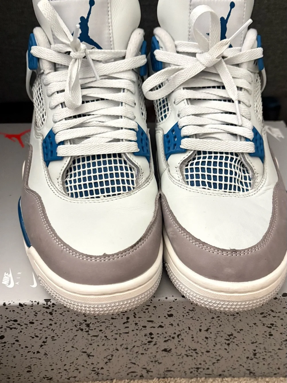 Jordan Sneakers White and Gray with Blue Accents
